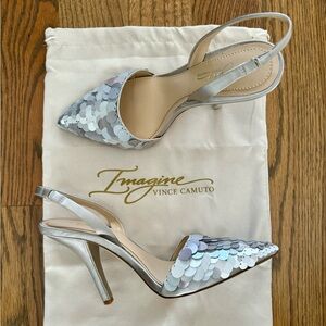 Imagine by Vince Camuto Platinum Sequin Heels